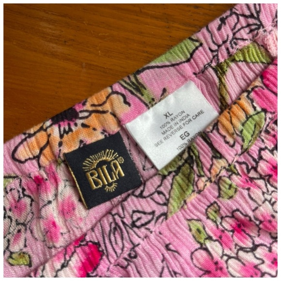 NWT Vintage Y2K Bila Smocked Pink Boho Floral Midi Skirt Whimsi Fairy Sz XL - Picture 6 of 6